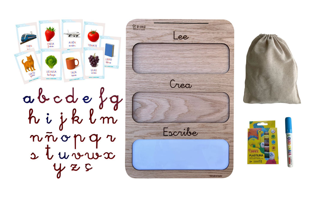 Tabla de lectoescritura Montessori · Lee, Crea y Escribe