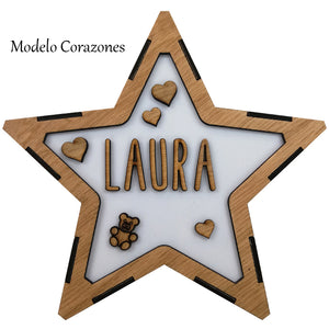 Lámpara Estrella Personalizada, lampara de noche para niños