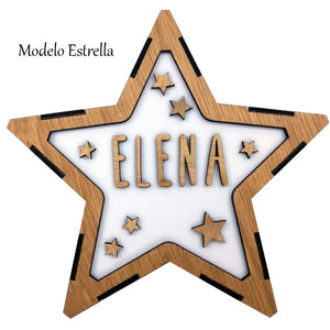 Lámpara Estrella Personalizada, lampara de noche para niños