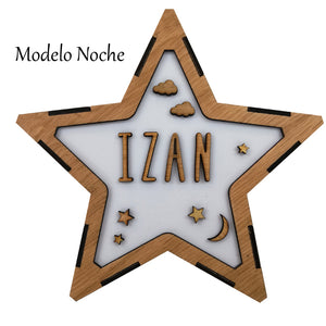 Lámpara Estrella Personalizada, lampara de noche para niños